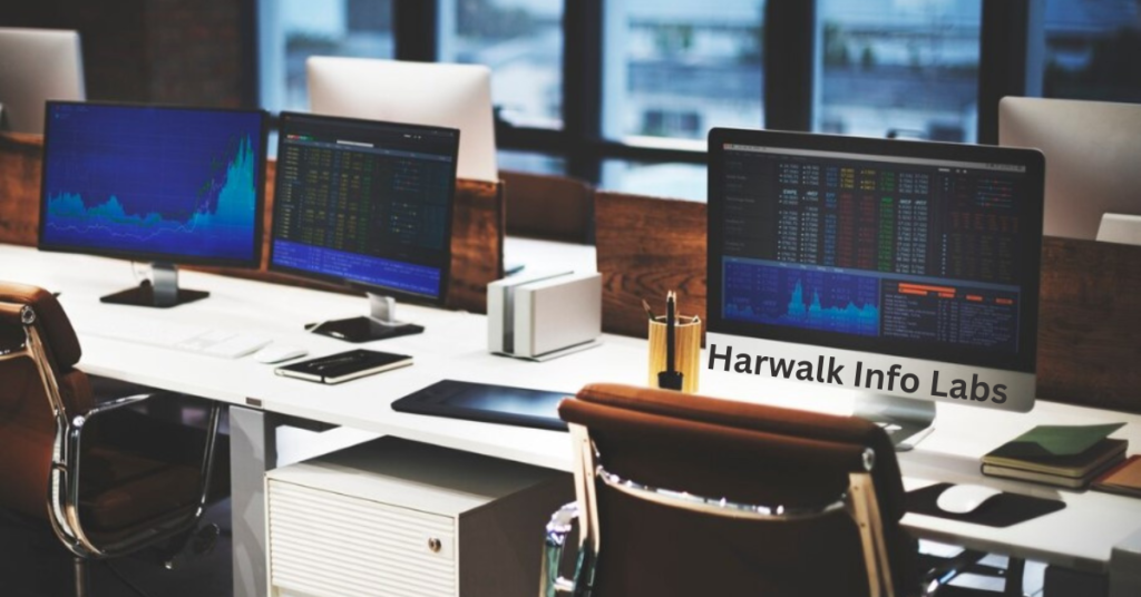 Harwalk Info Labs logo with digital transformation technology icons